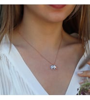 Açık Mavi Mine İşli Rose Gold Kaplama Bereket Fili Gümüş Kolye