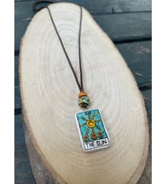 Tarot Kartı Tasarım Seramik Kolye - Güneş