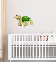 BK Gift Sevimli Kaplumbağa Tasarımlı Çocuk Odası Ahşap Duvar Süsü-3 (Beyaz)