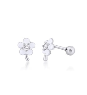 Renkli Çiçek Gümüş Piercing (Beyaz)