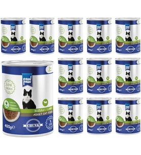 Yetişkin Kedi Kuzulu ve Jöleli Konserve Mama 400 Gr x 12 Adet