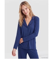 LCW DREAM İndigo Gömlek Yaka Kadın Pijama Takım