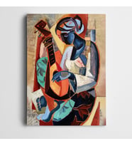 Mandolinli Kadın Modern Kanvas Tablo