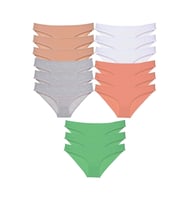 15 adet Süper Eko Set Likralı Kadın Slip Külot Ten Gri Beyaz Pudra Yeşil (Çok Renkli)
