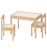 Çocuk Masa-Sandalye Seti MeridyenDukkan Beyaz-Çam, 3 Parça Set