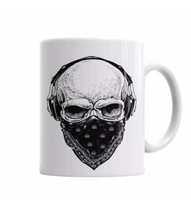 Skull Branca Feminina e Masculina Kupa Bardak Porselen