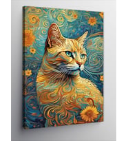 Kanvas Tablo Van Gogh Tarzı Kedi