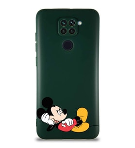 Xiaomi Redmi Note 9 Soft Premier Kapak Mickey Mouse-F Tasarımlı Silikon Kılıf - Yeşil (Şeffaf)