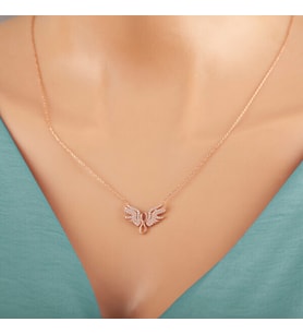Rose Melek Kanadı 925 Ayar Gümüş Kolye