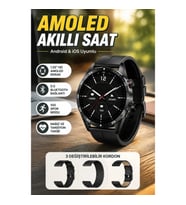 Amoled Ekranlı 3 Kordonlu Akıllı Saat Bluetooth 5.0 Android iOS Uyumlu
