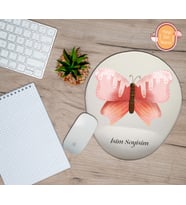 Kişiye Özel Kelebek Kalp Temalı Mouse Pad Bilek Destekli