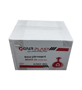 GNR Endüstriyel Jumbo Çöp Torbası Poşeti - 2 Kat - Siyah - 400 Gr. - 80x110 Cm. -10x20 Rulo / Koli