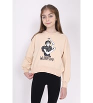 Toontoy Kız Çocuk Baskılı Sweatshirt (Bej)