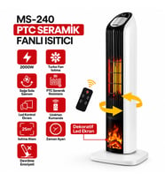 KUMANDALI SICAK DİK PTC SERAMİK FANLI ISITICI LED KONTROL EKRAN - DEVRİLME EMNiYET 2000W MS-240 (5343)