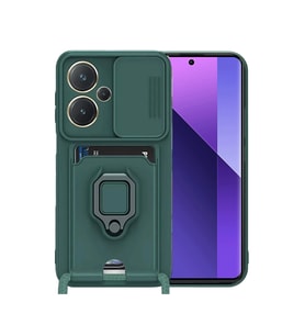 Xiaomi Redmi Note 13 Pro Plus Kılıf Zuma Kartvizitli Yüzüklü Silikon - Yeşil