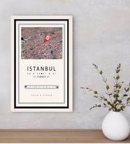 BK Gift Kişiye Özel Renkli İstanbul Haritası Tasarımlı Dekoratif Ahşap Beyaz Çerçeveli Tablo-1