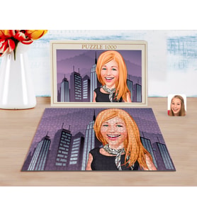 BK Gift Kişiye Özel Kadın Karikatürlü 1000 Parça Profesyonel Puzzle-75