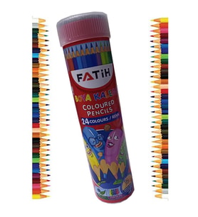 24 lü Kuru Boya Teneke Kutulu 1 Adet 24 Renk Boya Kalemi Metal Kutuda Kuruboya Kalemi (Karışık)