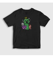 Presmono Unisex Çocuk Siyah Creeper Crown Oyun Minecraft T-Shirt 368589tt