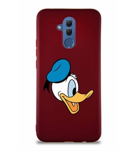 Huawei Mate 20 Lite Soft Premier Kapak Donald Duck-F Tasarımlı Silikon Kılıf - Mürdüm (Şeffaf)