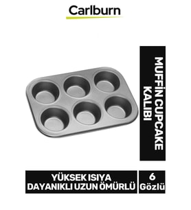 Premium Yüksek Isıya Dayanıklı Uzun Ömürlü Yapışmaz Yıkanabilir 6 Gözlü Muffin Cupcake Kalıbı