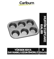Premium Yüksek Isıya Dayanıklı Uzun Ömürlü Yapışmaz Yıkanabilir 6 Gözlü Muffin Cupcake Kalıbı