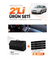 FORD FOCUS 1 (1998-2005) Uyumlu Torpido Örtüsü + Deri Bagaj Çantası + Sticker Seti - Siyah