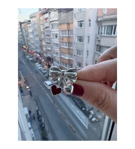 Kiraz Vişne Fiyonk Detaylı Ayarlanabilir Gotik Kadın Yüzük