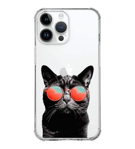 PrintiFy Apple iPhone 14 Pro Max Uyumlu Kedi 3 Baskılı Şeffaf Köşe Korumalı Antişok Kılıf