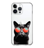 PrintiFy Apple iPhone 14 Pro Max Uyumlu Kedi 3 Baskılı Şeffaf Köşe Korumalı Antişok Kılıf