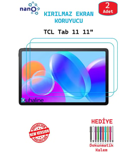 2 ADET TCL NXTPAPER 11-TAB 11 Tablet İçin Tam Uyumlu Ekran Koruyucu Cam Nano HD Esnek Kırılmaz