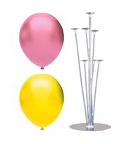 7 Çubuklu Balon Standı + 40 Adet Balon ( Pembe - Sarı )