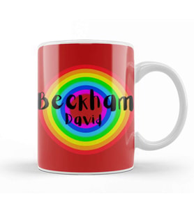 David Beckham   Vintage Retro Rainbow Style Kupa Bardak Porselen