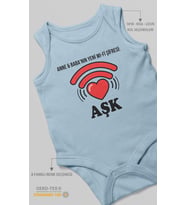 Anne Babanın Yeni Wifi Şifresi Aşk Baskılı Bebek Zıbını – Çıtçıtlı Body 8 Renk  %100 Pamuk Sıfır Kol (Bebek Mavisi)