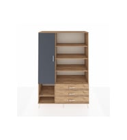 Hyperion Dolap 9 Raflı 3 Çekmeceli Tek Kapaklı  132x44x195 Çam-Antrasit/Çam