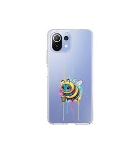Xiaomi Mi 11 Lite ile uyumlu Splash arı tasarımlı şeffaf silikon kılıf