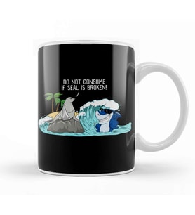 Funny Do Not Consume If Seal Is Broken Seal Shark Kupa Bardak Porselen