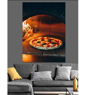 Odun Ateşinde Pişen Nefis Pizza Dekoratif Kanvas - Mdf Ahşap Tablo