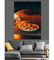 Odun Ateşinde Pişen Nefis Pizza Dekoratif Kanvas - Mdf Ahşap Tablo