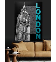 London Big Ben Yazısı Dekoratif Kanvas - Mdf Ahşap Tablo