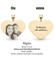 FOTOĞRAFLI KALP MODEL ÇELİK KOLYE- SEVGİLİLER GÜNÜ ÖZEL (Altın)