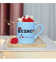 Eczacı Tasarımlı Kişiye Özel Mavi Türk Kahvesi Fincan