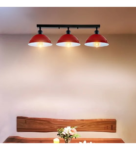 RİOLİHGT MODERN,VİNTAGE,RUSTİK KIRMIZI BAŞLIK 3XE27 METAL PLOFONYER SIRALI AVİZE TABAN UZUNLUK:60CM