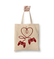 Video Gamer With Controllers Heart Sevgililer Günü Bez Çanta Alışveriş Çantası Sevgiliye Hediye (Beyaz)