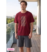 Seamlife Erkek Bisiklet Yaka Düğmesiz Pamuklu Yazlık Kısa Kol Cepli Şortlu Pijama Takımı