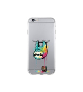 iPhone 6S Plus ile Uyumlu Splash Tembel Hayvan Tasarımlı Şeffaf Silikon Kılıf