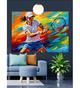 Tenis Oynayan Kadın Hareket Dekoratif Kanvas - Mdf Ahşap Tablo