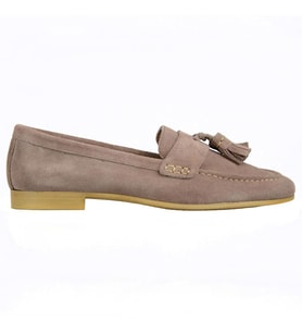 Kahverengi Süet Püskül Detaylı Kadın Loafer