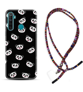 Realme 5i 5 Pro 6i 7 Pro 8 Kılıf Boyun Asklı Rasta Silikon Panda Suratları 1773