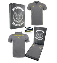 Fenerbahçe Orijinal Lisanslı 2024/25 A Takım Polo Yaka Gri T-Shirt + Bileklik Set Hediyelik Kutu (Gri-Kırmızı)